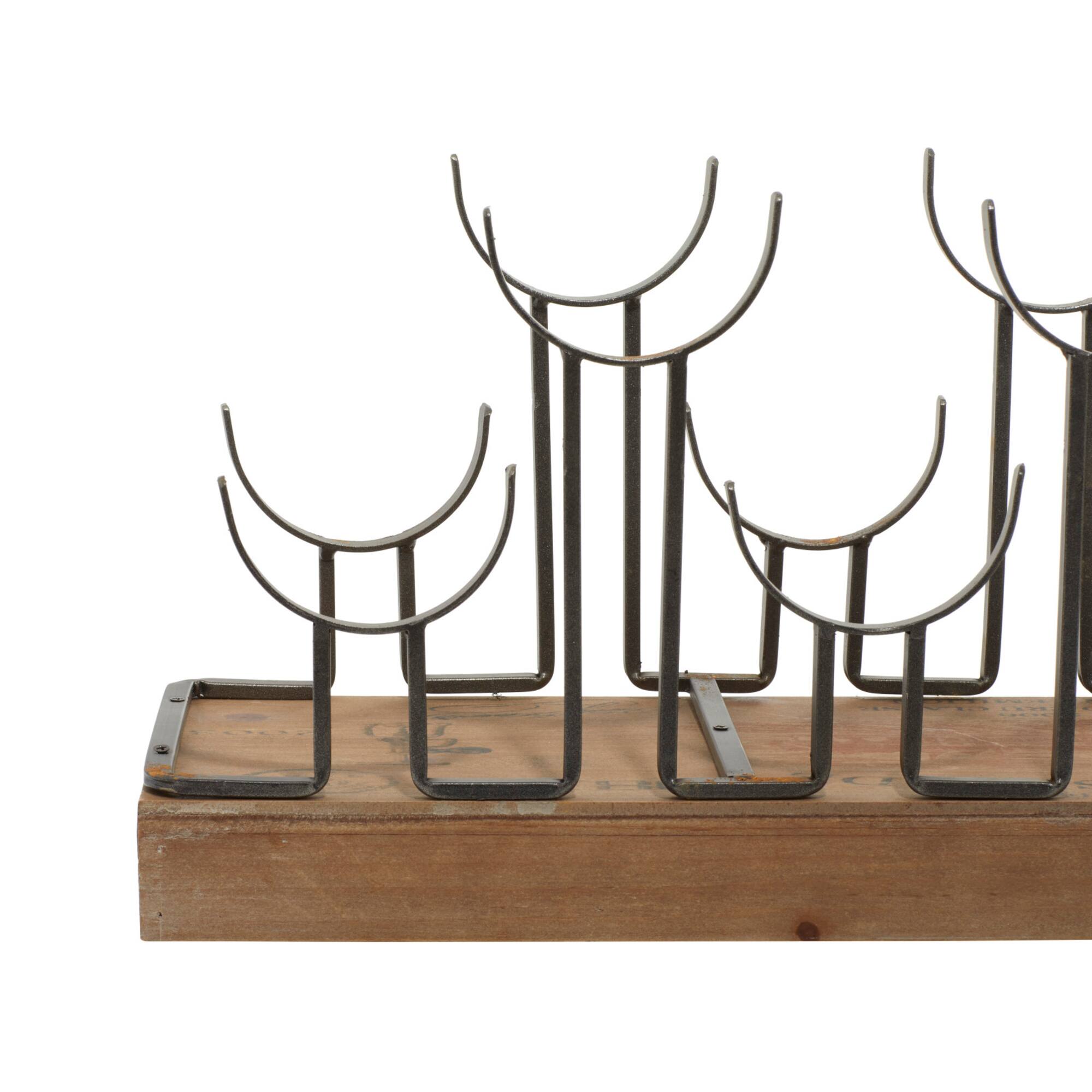 26" Brown Metal Industrial Wine Holder